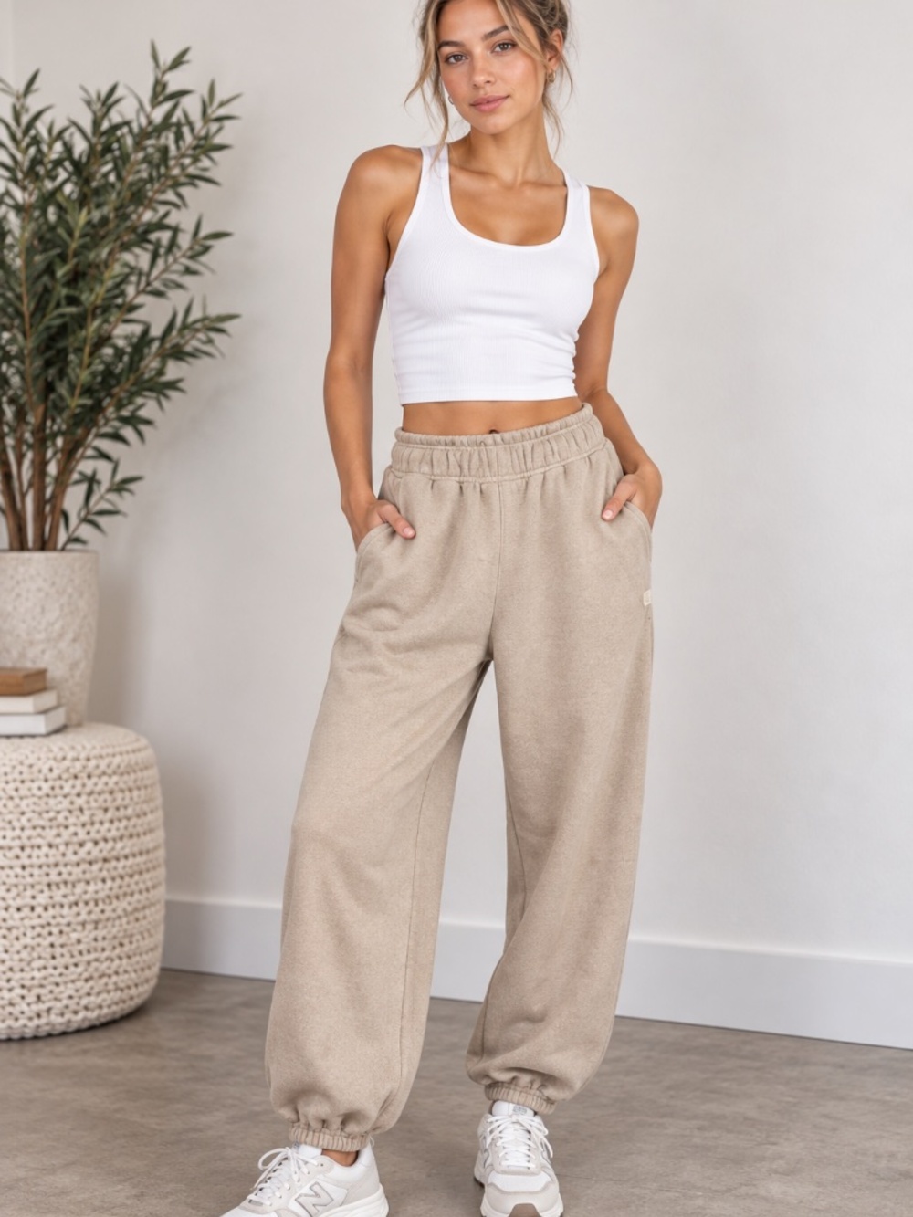 Cotton On Body Oatmeal Plush Essential Gym Sweatpants